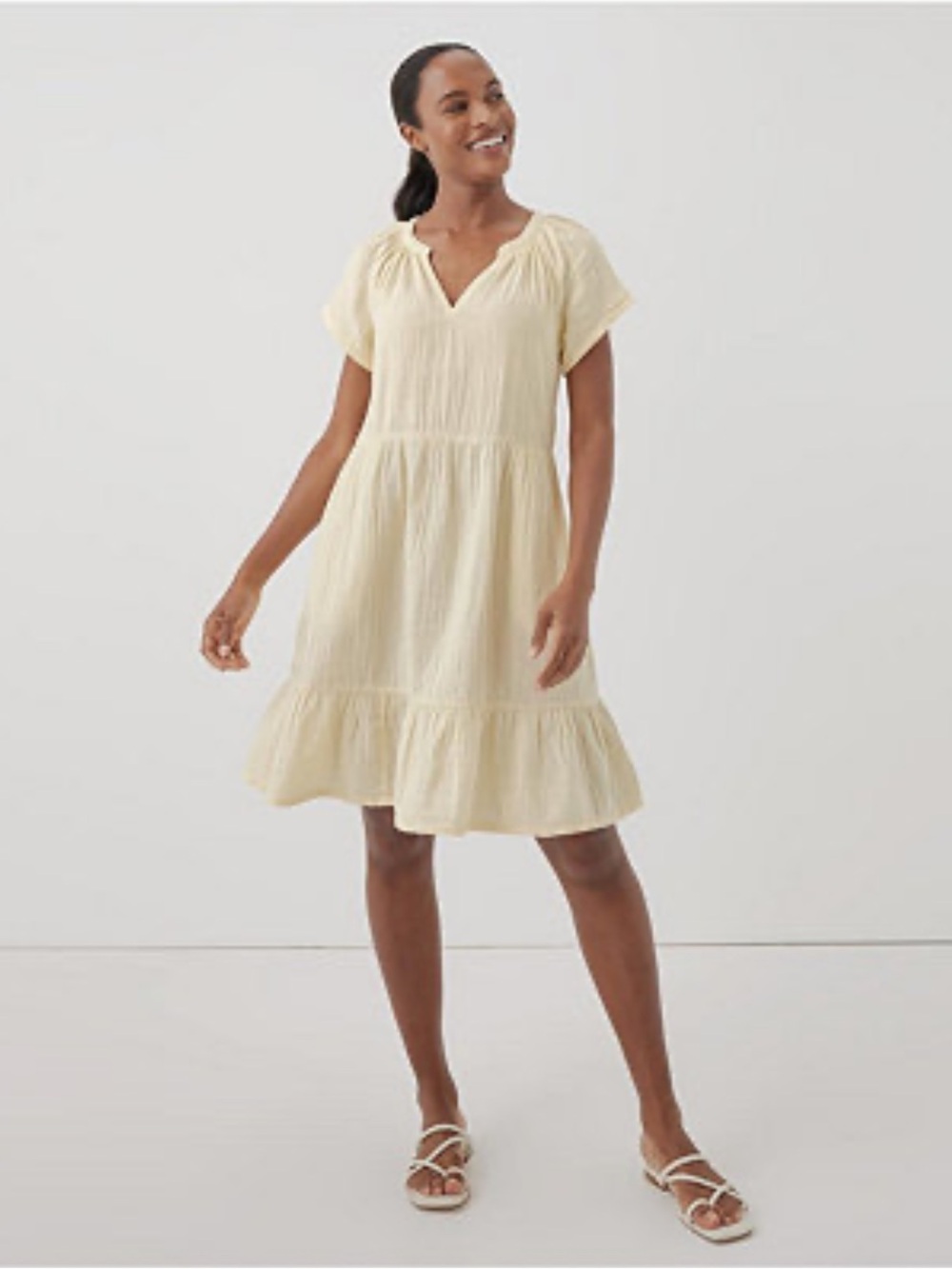 PACT Women's Organic Cotton Coastal Double Gauze Throw-And-Go Dress Medium